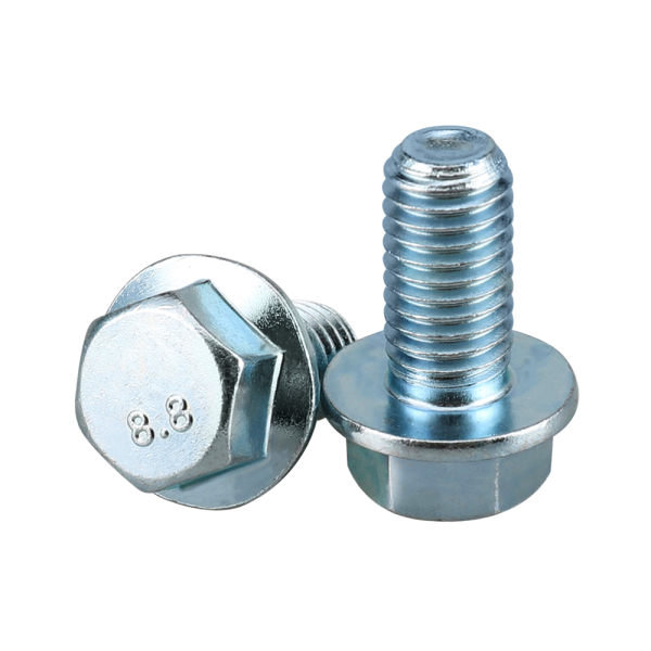 M6 M8 M10 Class 8.8 Plain Finish Steel Hexagon Head Flange Bolt Zinc Plated Hex Head Flange Bolts with Nuts DIN6921 Boulon