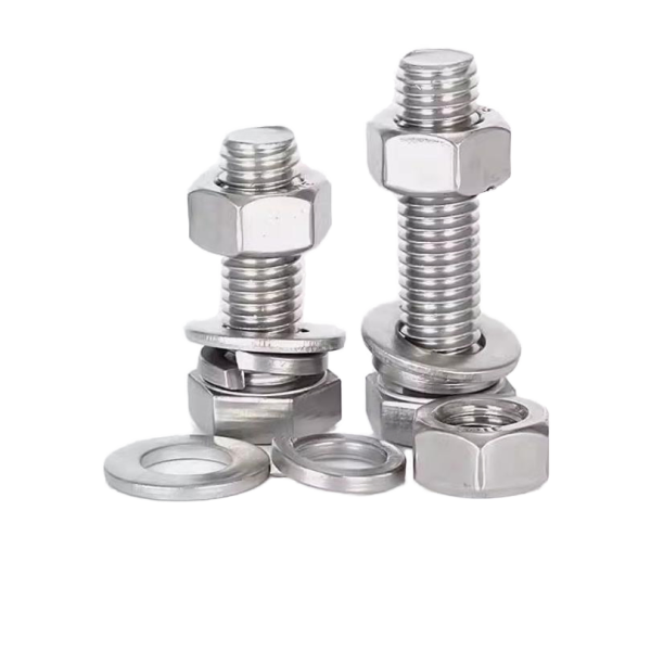 ISO Certified Stainless Steel Hex Bolts with 20mm 40mm 50mm Plain Washer M3 M6 M8 M15 Sizes SS Hex Nut with Hex Bolt Hole Shank