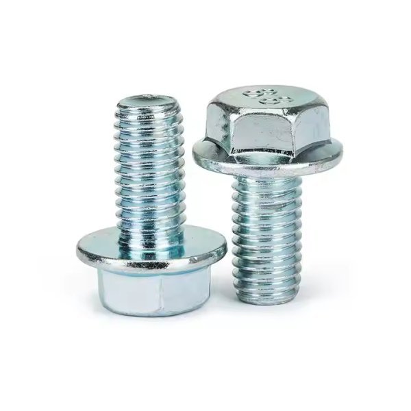 Free Sample DIN6921 Blue White Zinc 12 Point Flange Bolt Carbon Steel Flange Bolt M8 Zinc 4.8 Hexagon Flange Bolts with Nut Zinc