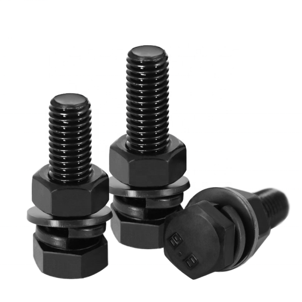 Factory Supply High Tensile 10.9 Blackened Hex Bolt Assembly Matched Nut and Hardened Washer Half Thread Hexagonal Bolt