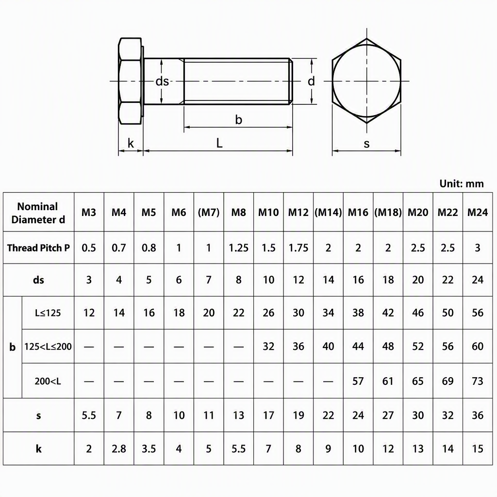 Plain Stainless Steel Hex Head Bolt Full Thread M10 M12 5/8 1/2 Carbon Steel Hexagon Bolts Head Type Hex for Industrial specifications