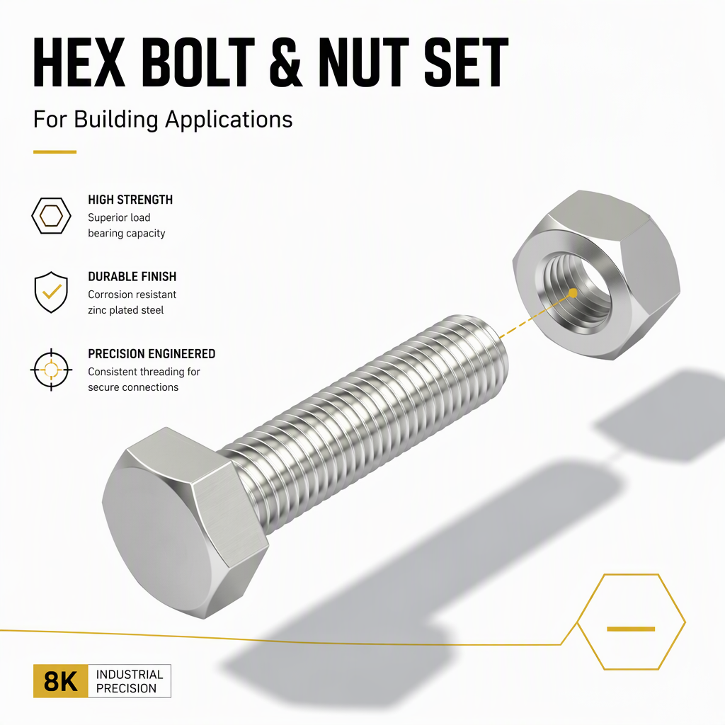 M6 M10 M20 Hex Head Bolts and Nuts Set Stainless Steel ANSI Standard Building Use Custom Sizes specifications