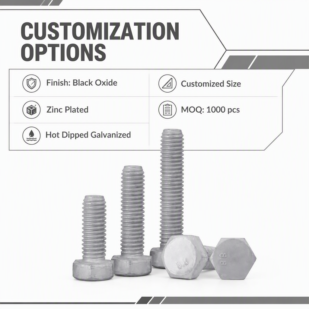 Galvanized Carbon Steel Full Threaded Hex Bolt High Tension Bolt M12 Hexagonal Bolts Nuts 8.8 10.9 Hexagon Bolts M12 125 80 mm specifications