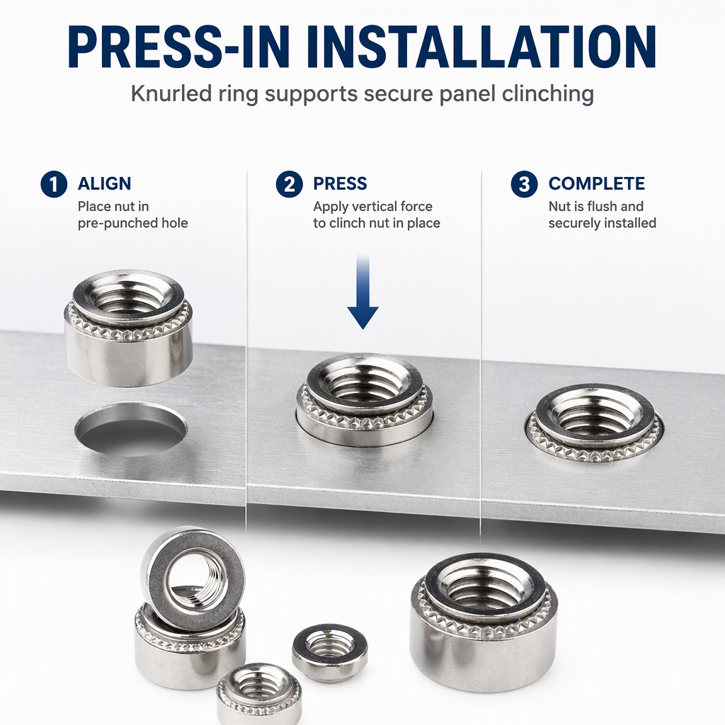 Self Clinching Nut M2 M3 M4 M5 M6 M8 M10 Press Nuts A2-70 Stainless Steel Clinch Nut Press-in Nut PEM Nut in Stock specifications