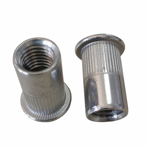 304 Stainless Steel Flat Head Knurled Rivet Nut Blind Rivet Insert Nut M3 M4 M5 M6 M8 M10 M12 Flat Head Rivet Nut for Automotive