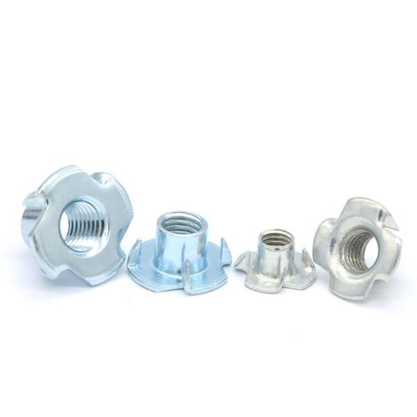 DIN1624 M4 M5 M6 M8 M10 Carbon Steel T Nut With Pronge Zinc Plated Four Claw Nuts for Furniture Wood Insert Nut