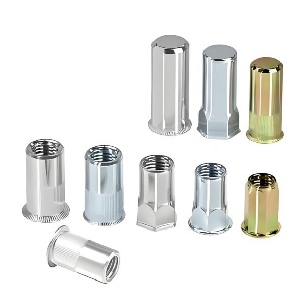 Pull Cap Small Flat Countersunk Head Rivnut Petal Column Pattern Rivet Nut Knurled M4 M5 M6 M8 M12 1/4-20 Steel Hex Rivet Nut